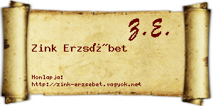 Zink Erzsébet névjegykártya